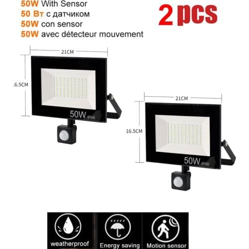 2 pcs 220V 10-100W LED FloodLight Spotlight Exterior Street wall reflector LED light LED Lamp Motion Sensor lamp garden light wa