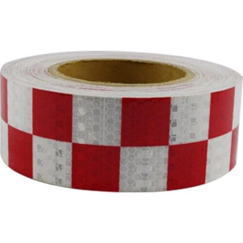 5cm X 25m Grid Design Reflective Safety Mark Tape Sticker Multi Color Self Adhesive Warning Reflective Film In Dark Effective