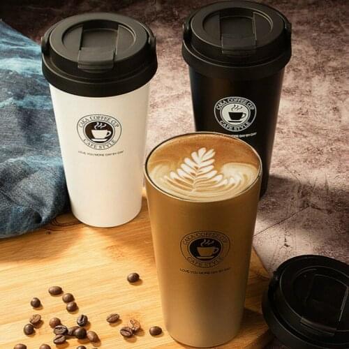 New stainless steel vacuum flask portable business car double-layer insulated coffee mug outdoor travel sports fashion water cup
