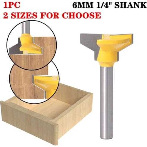 1pc 6mm Shank Reversible Drawer Front Joint Wood Router Bit Tungsten Carbide Drawer Lock Bit Cutter For Wood