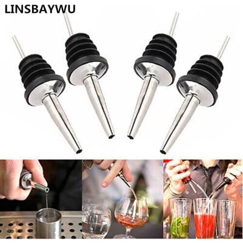 1pcs HOT Stainless steel wine Olive Oil Pourer Dispenser Spout Glass Bottle Pourer Black Dropship Wine Accessories
