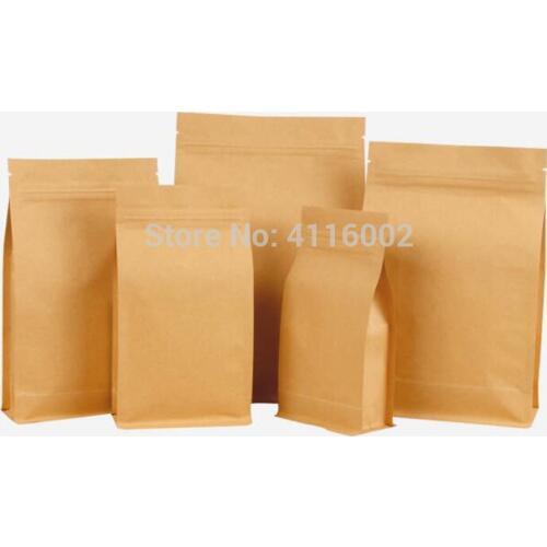 200pcs Kraft Paper Self Sealable Zipper Pouches for Cookies Nuts Storage Stand Up Reusable Food Pack Bag