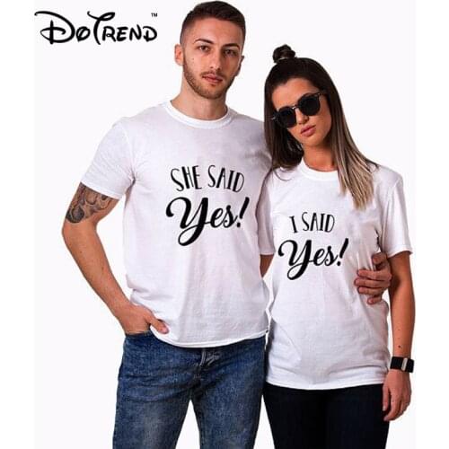 2019 Lovers Couple T Shirt Women Men Valentines Shirt Letters SHE SAID YES/ I SAID YES Printed Summer Couples Matching Clothes