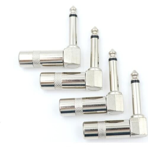 4pcs 1/4 Inch 6.35mm Jack Right Angle Male Mono Plug L-shape Connector For Guitar Audio New