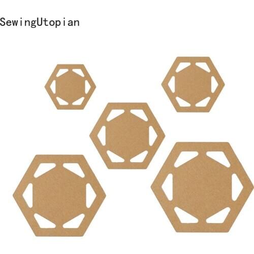 5PCS Patchwork Template Ruler Manual Hexagon Quilting Tool Model Geometry Quilting Line Template Drawing Tracing Board