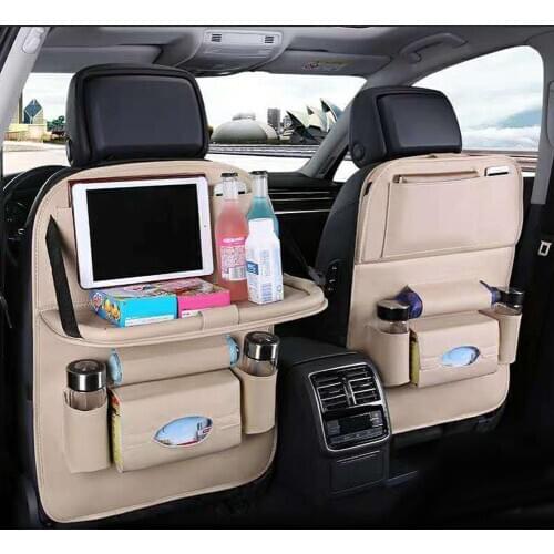 50% HOT SALES！！！Car Multi-pocket Seat Hanging Organizer Bag Faux Leather Folding Holder Shelf