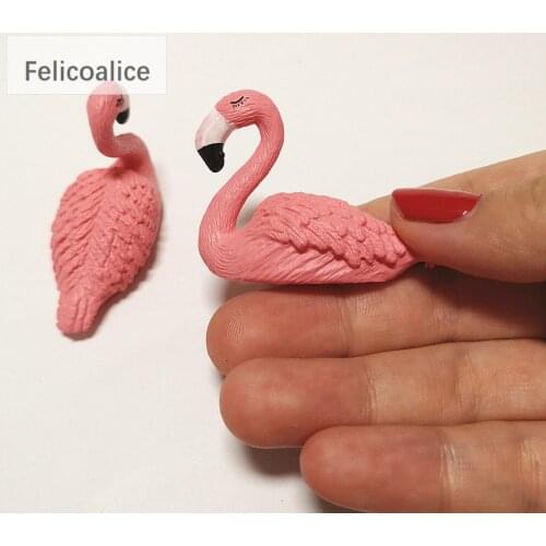 2pcs Resin Big Pink Flamingo Charms 3D Craft Pendants For DIY Necklace Keychain Earring Accessories Jewelry Making 33*46mm