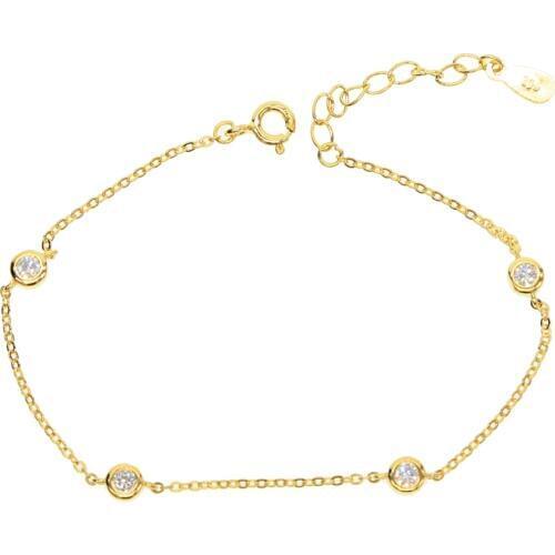 100% 925 sterling silver delicate dainty cross thin chain bezel cz charm linked cz station sterling silver simple girl bracelet