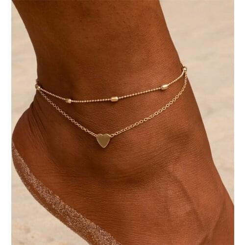 Bohemia Fashion Simple Heart Female Anklets Foot Jewelry Leg New Anklets on Foot Ankle Bracelets for Women Leg Chain Gifts
