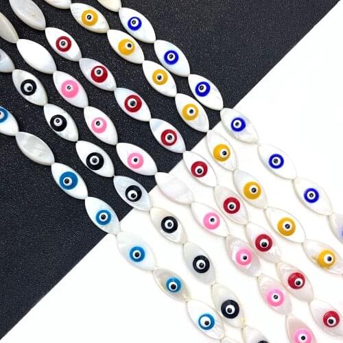 Natural Freshwater Shell Bead 8x18mm Horse Eye Shape Shell Pearl Evil Eye Bracelet Necklace Fashion Beads for DIY Jewelry Making