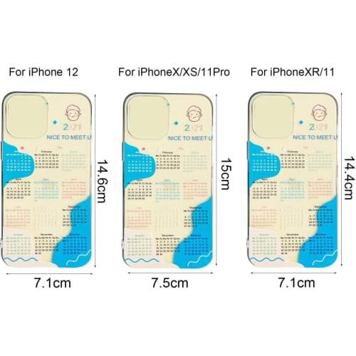 Phone Case Creative Exquisite TPU Cute Close Fit Calendar Protector Case for iPhone XR/11/X/XS/11 pro/12/12 pro
