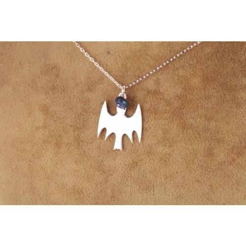 UM US JEWELRY 925 Sterling Sapphire Cubic Zirconia Bat Pattern Ghost Pendant