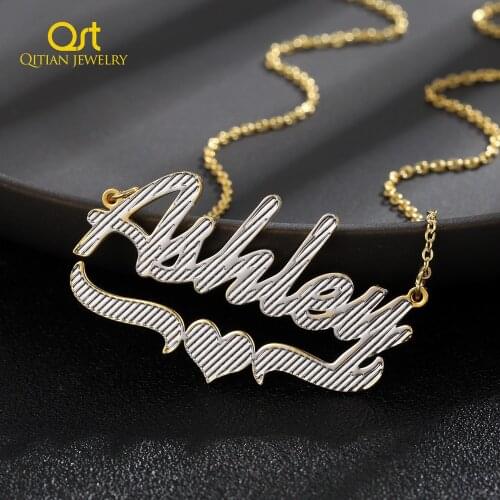 Personalized Stainless steel Name Necklace Double Gold Plated Nameplate Multi Chains Custom Name Necklace For Women Charm Gifts