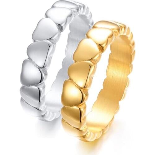 Stainless Steel Minimalist Gold Heart Fashion Delicate Women Finger Ring Jewelry Gift For Him Size 6-8
