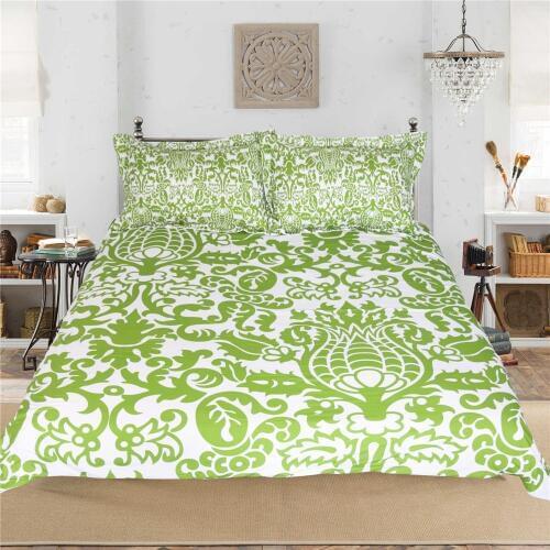 Pastoral Green Leaf Print Duvet Cover Set Cotton Polyester Adult Comforter Bedding Sets Size Single Double Queen King