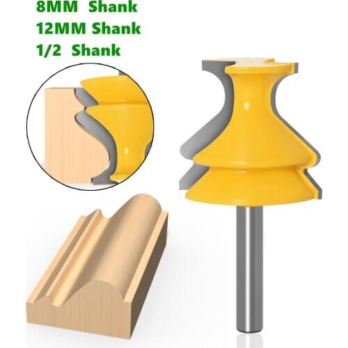 1pcs 8mm or 12mm or 1/2 Shank Architectural Molding Handrail Router Bits Set Casing Base CNC Line Woodworking Cutters Face Mill