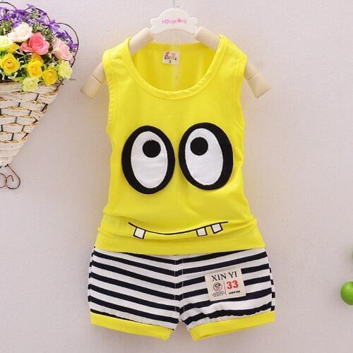 Boys Cotton Summer Set Fashion personality childrens suit Sleeveless vest and shorts suit Cool boy suit