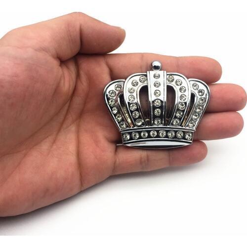 Car Styling Metal Gold Crown Emblem Sticker with Rhinestone Car Side Badge Decal Stickers Accessories Small Size