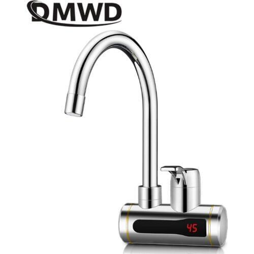 DMWD Instant Tankless Electric Hot Water Heater Faucet Kitchen Instant Heating Tap Water Heater with LED Temperature Display EU