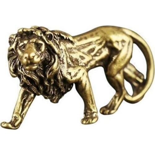 3D Mini Lion Casting Animal Figurine Retro Style Metal Sculpture Home Office Room Desktop Decoration Collect Ornaments Gift