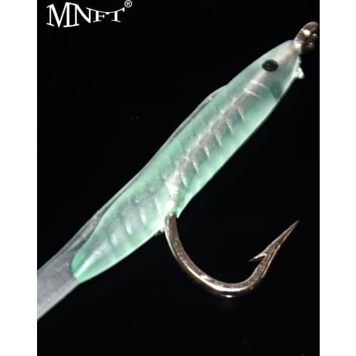 MNFT 120Pcs Luminous Fishing Lure Eel Lures 6.8cm 1g Or 5.6cm 0.5g Bass Soft Bait With Hook Small Artificial Baits
