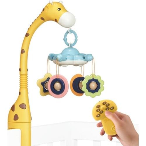 Cartoon Giraffe Baby Crib Rattles For Kids Mobile With Projector And Light Musical Rotating Rattle Multifunction RC Kids Toys