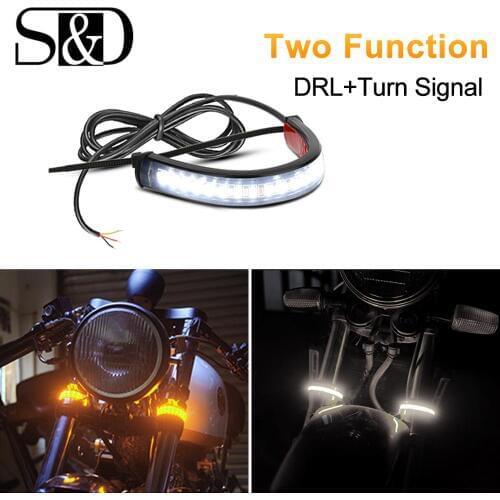 15cm 36-LED Motorcycle LED Fork Turn Signal Strip Light DRL Flexible White Amber blinker Moto Lamp Flasher Ring