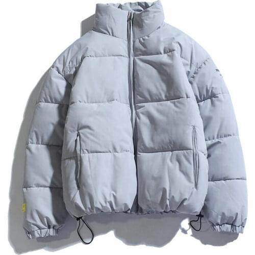 2021 Winter Coat Mens Warm Parkas Streetwear Cotton Coats Slim Male Jackets Solid Windproof Padded Coat Mens Clothing