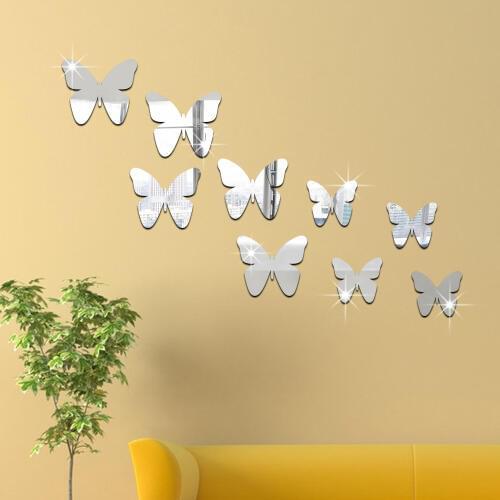 Wall Sticker Living Room Kids Room Home Decoration Wall Decor Butterfly Combination 3D Mirror Wall Stickers DIY Sticker Decals