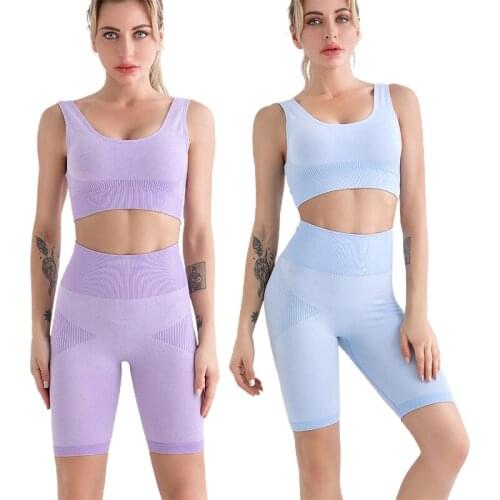 2021 spring and summer new sports bra shorts suit womens yoga clothes High Waist seamless tight U-neck underwear