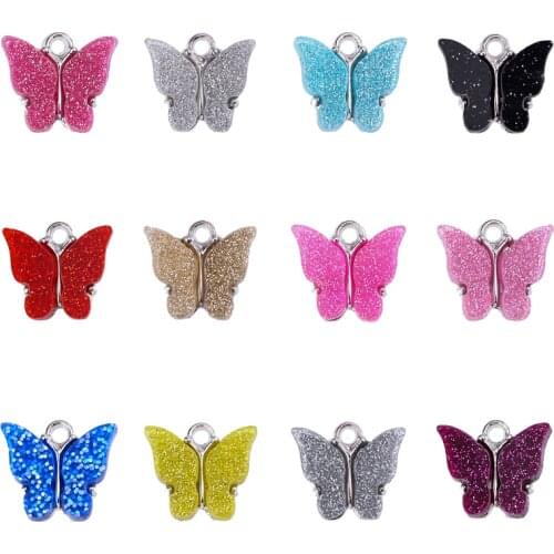 Peixin 10Pcs Cute Butterfly Jewelry Making Accessories Charm Silver Color Butterfly Womens Earrings DIY Handmade Accessories