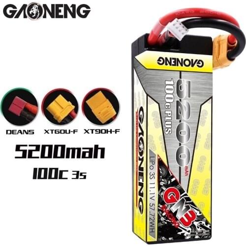 1-2PCS GAONENG GNB 11.1V 5200mAh 100C Rechargeable battery For RC Car Racing Spare Parts With Shell Upgrade LiHV 3S Battery