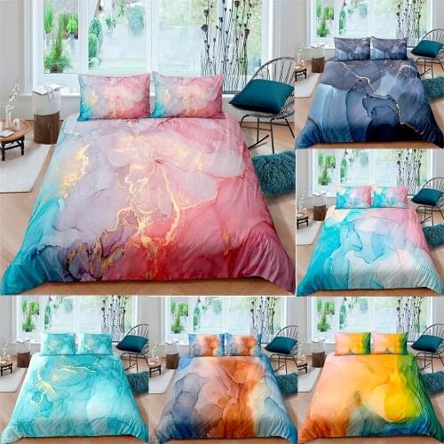 3D Colorful Marble Pattern Design Printed Duvet Cover Adults Luxury Bedding Set Quilt with Pillowcase Home Bedclothes Multi Size