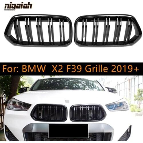 Grille BMW Glossy Black ABS Platic Grille for BMW X2 F39 Sedan 2 line Style Front Bumper Kidney Grille 2019