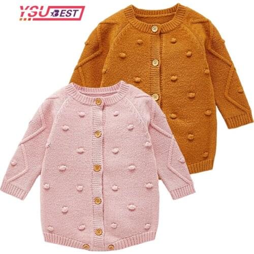 2021 Autumn Winter Girls Knitted Overalls Ball Infant 0-3Yrs Kid Baby Girl Boys Knitted Clothes Cotton Romper Jumpsuit Outfits