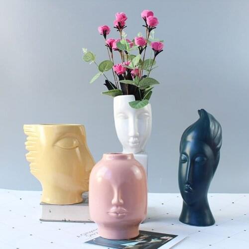 Creative human body chest art ceramic vase living room bedroom TV cabinet desktop flower arrangement flower home decoration