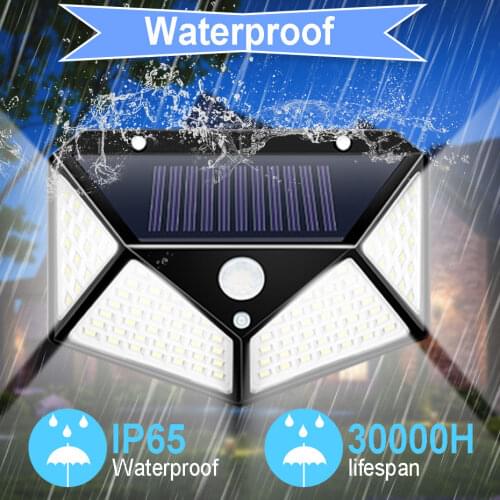 100LEDs Solar Lamp Outdoor Garden Decoration PIR Wall Light Waterproof Sunlight Spotlights With Motion Sensor Solar Powered