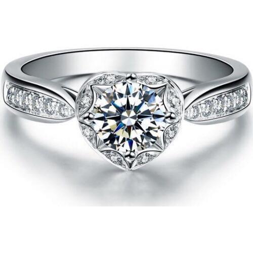 Amazing 1C Test Positive WARRANTY Moissanite Women Wedding Ring Pure 18K White Gold Excellent Lovely Birthday Jewelry