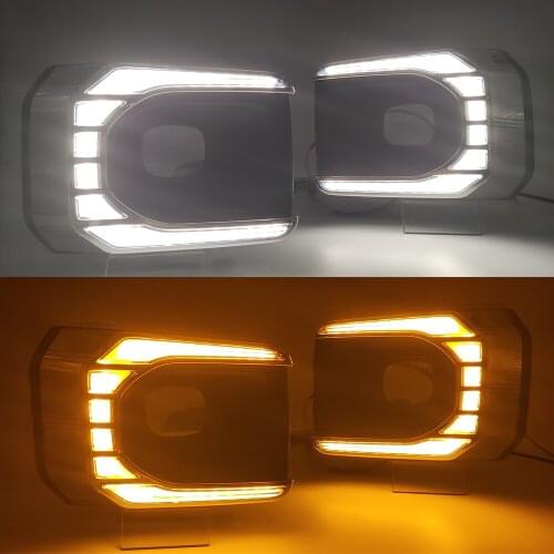 1 Pair LED Daytime Running Light Dynamic Turn Yellow Signal Relay Car 12V LED DRL Day Light For Toyota Hilux 2020 2021 Revo