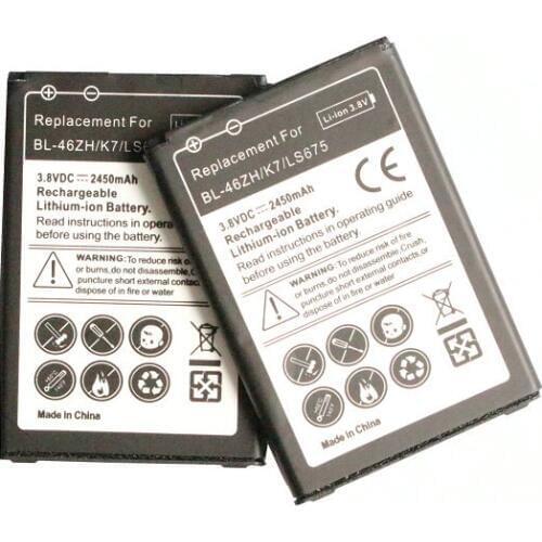 2pcs/lot 2450mAh BL-46ZH BL46ZH 46ZH 3.8V Replacement Battery For LG K7 LS675 + Tracking Code