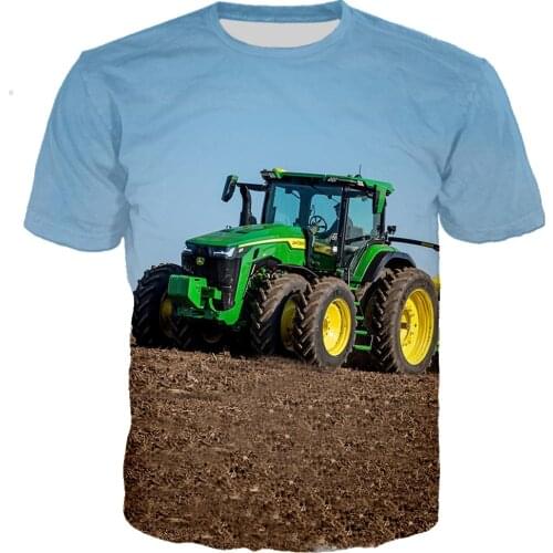 2021 funny t shirts 3D Print Green Car Tractor kids boys T shirt Men Hip Hop Casual Streetwear Boy T-shirt women Tshirt Tops