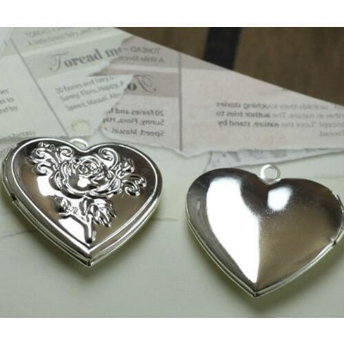 4pcs Wholesale Platinum 33mm Rose-Pattern Vintage Photo Frame Charm&Pendant Photo Locket Frame DIY Necklace Jewelry Making