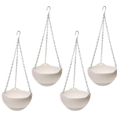 4PCS Hanging Planters White Indoor Outdoor Planting or Storage Garden Planters for Plants,Flower Pot Container