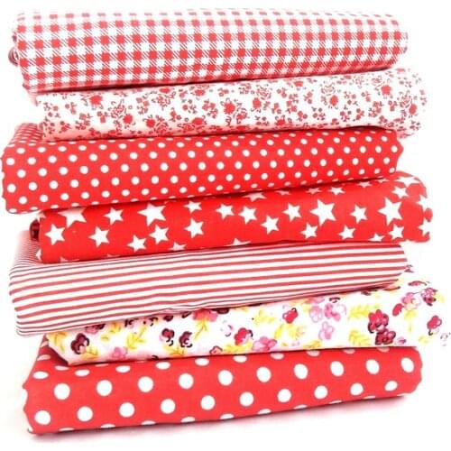 7 Prints Assorted Pre-Cut 50CM*50CM Assorted "Red"bundle Collection Cotton Sewing Fabric,Diy Cloth for Patchwork Quilting Tilda