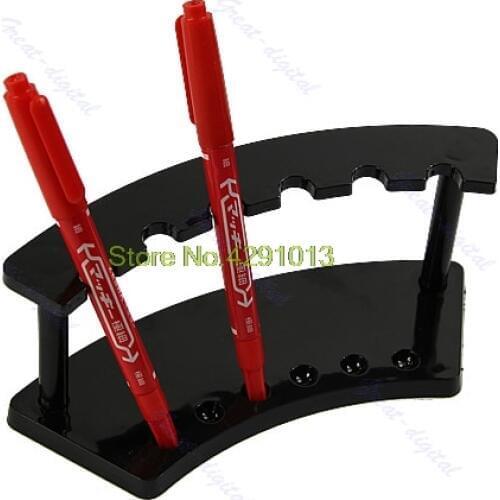 6 Slot Acrylic Pen Stand Holder Office Desk Jewelry Plastic Display Rack Black Drop Shipping Support