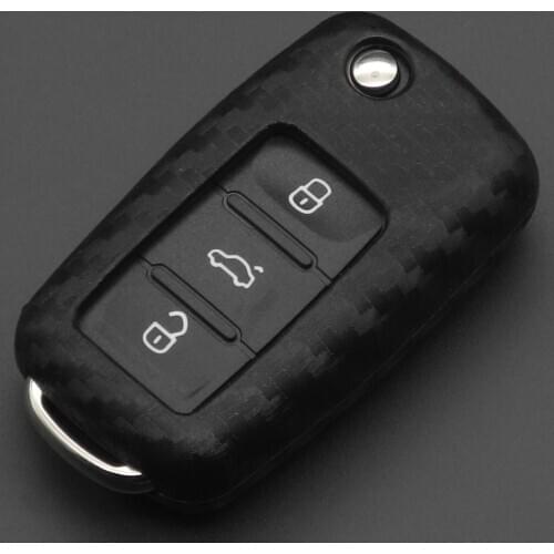 Bilchave 5pcs Carbon Silicone Car Key Case Cover For VW Golf Bora Jetta POLO Passat For Skoda Octavia A5 Fabia SEAT Ibiza Leon