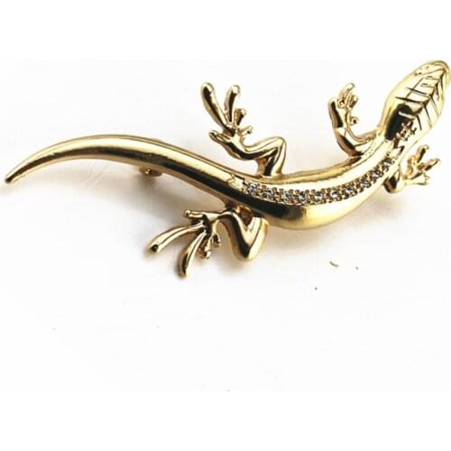The new fashion 2019 gold alloy electroplating lizards brooch gecko diamonds pin factory in Qingdao