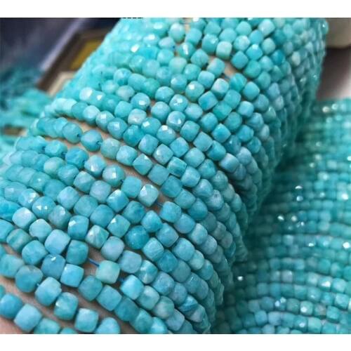 Amazonite green square faceted 4-5mm for DIY jewelry making loose beads FPPJ wholesale beads nature gemstone
