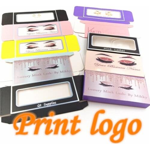 Beauty Eyelash paper Packaging Boxes Empty 25mm Lashes Case Fake Eyelashes Package Make Up Mink Eyelash Case Print logo