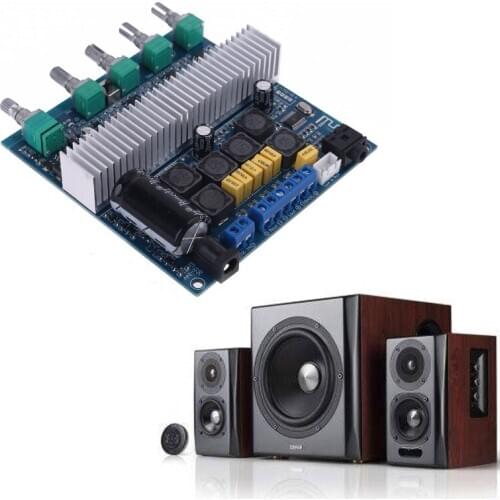 DC12V-24V 2.1 Bluetooth 5.0 High Power Digital Subwoofer Power Amplifier Board Support 50W+50W+100W Three-channel Output